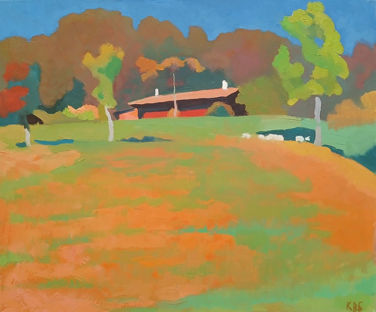 Impressionistic Landscape Oil Painting By Vasyl Koval, 24 X 20", October In Switzerland, Original Artwork