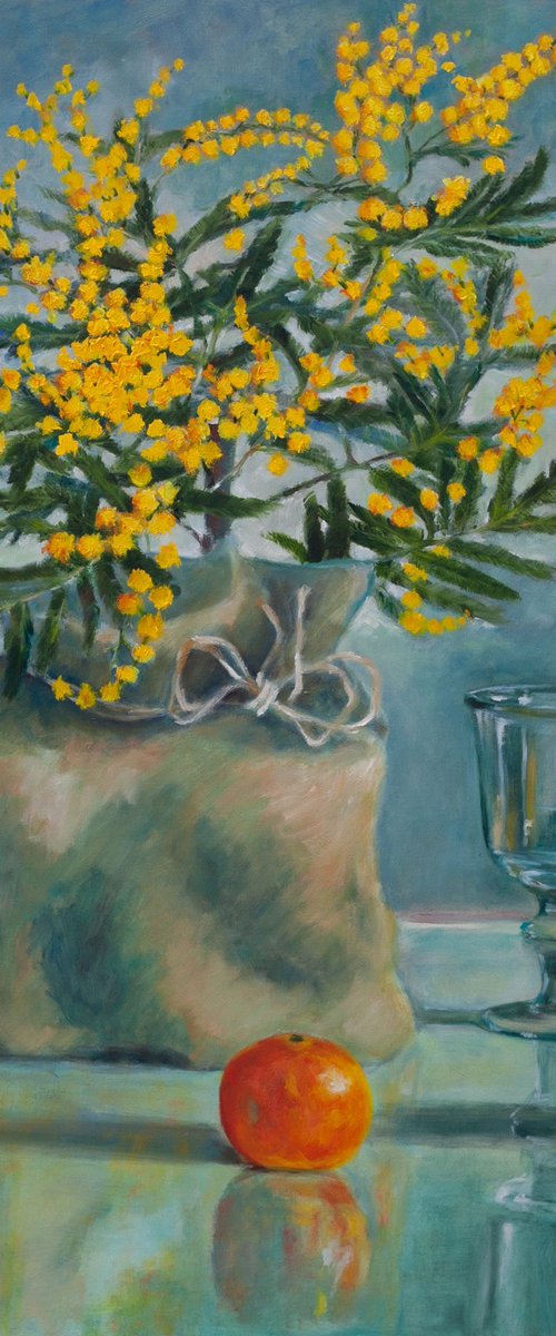 Still Life With Mimosa by Liudmila Pisliakova