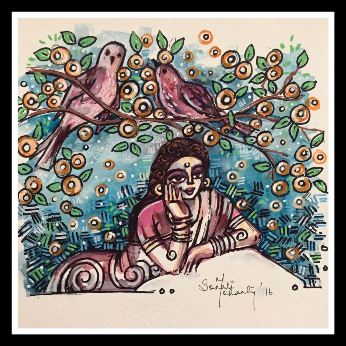 Birds and the lady by Sonali Mohanty