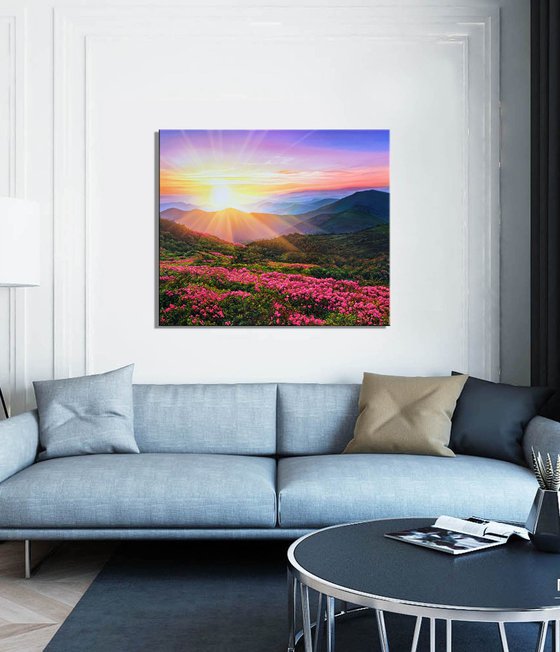 "The smell of summer", sunset landscape with mountains