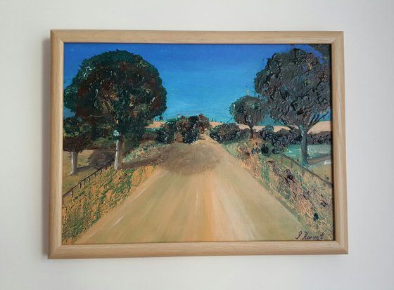 Far from home, far from you - Australian landscape on stretched canvas, ready to hang, unique frothing technique, 40x30cm
