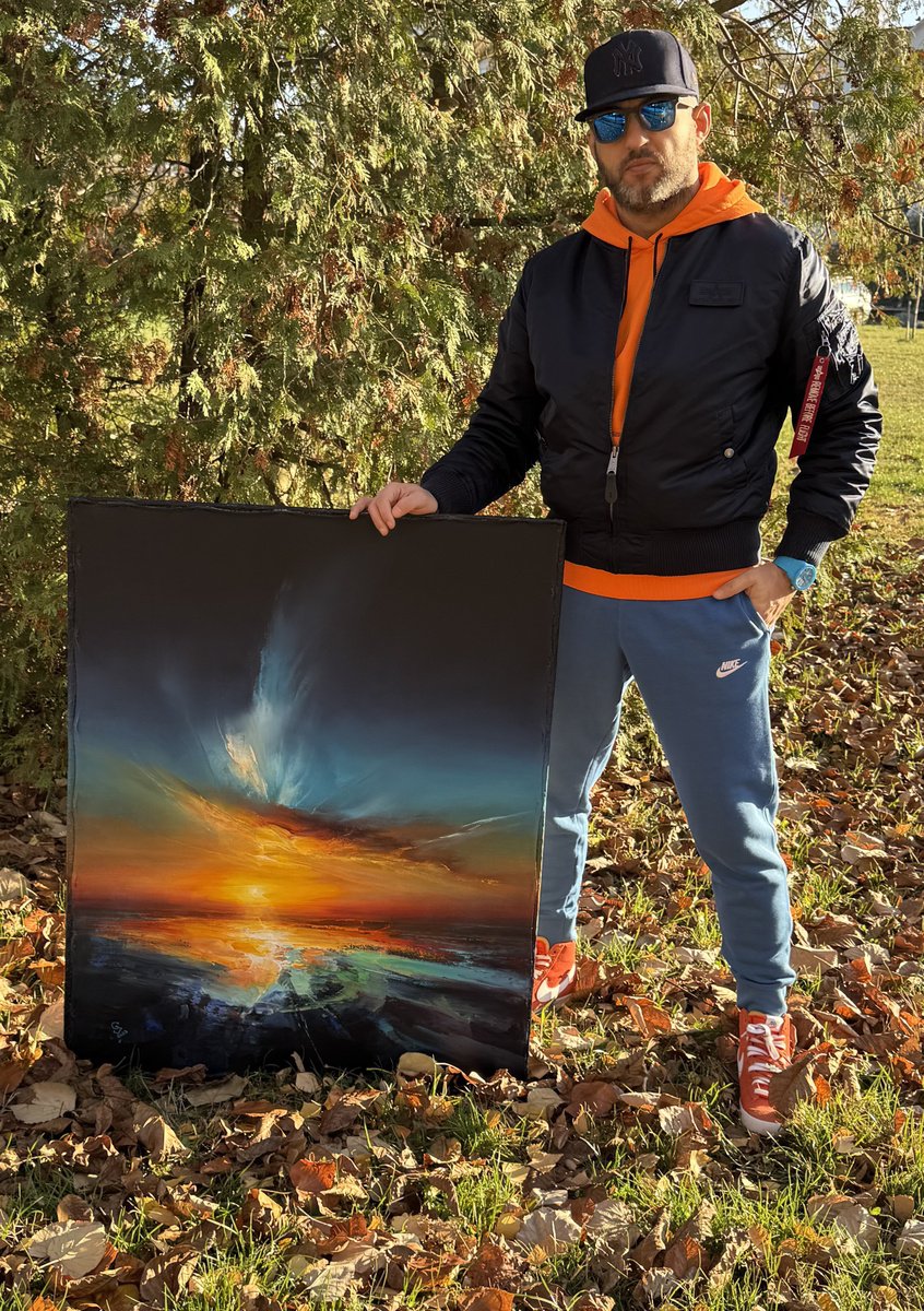 Abstract Landscape Acrylic Painting By Ivan Grozdanovski, 31 X 39, Agartha - Colors Of Evening, Original Artwork