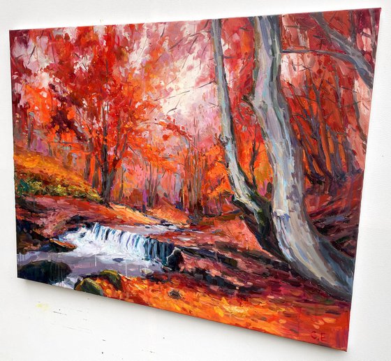 " river in autumn forest "
