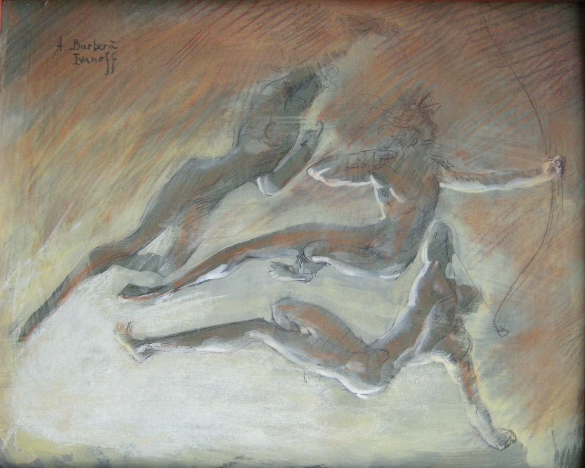 Expressive Portrait Ink Drawing By Alexandre Barbera-Ivanoff, 12 X 9, The Alphabet (Study), Original Artwork