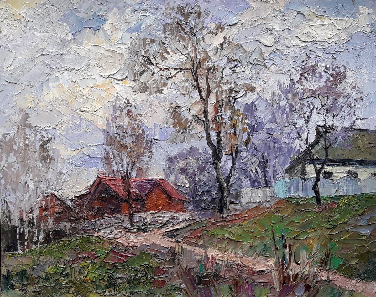 Oil painting Rural street nSerb492 by Boris Serdyuk