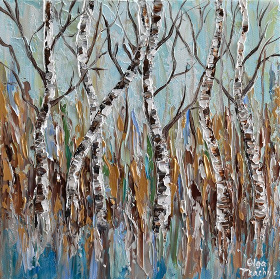 Birch Forest - Palette knife landscape