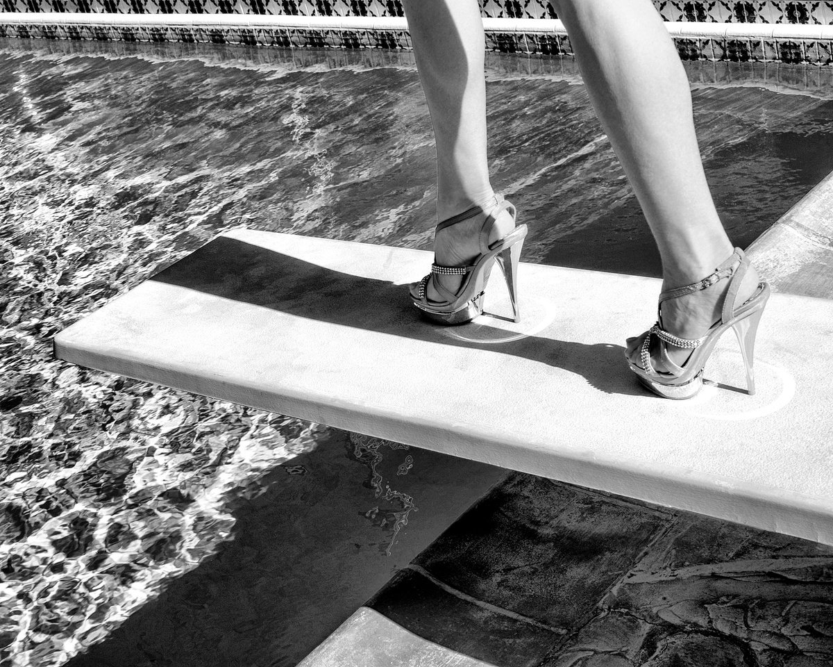 Expressive Portrait Photograph By William Dey, 22 X 18", Hot Heels Noir Palm Springs Ca, Original Artwork