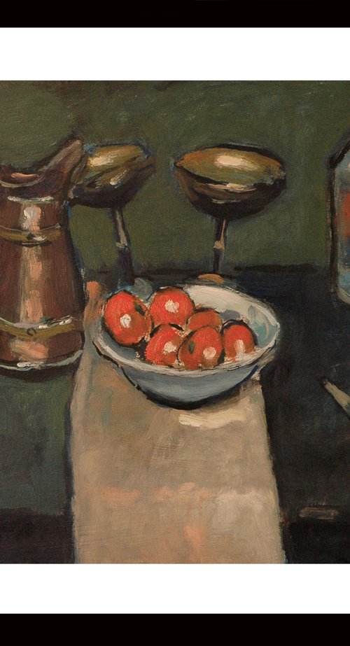 Still Life with Fruit and Turps Bottle by Andre Pallat