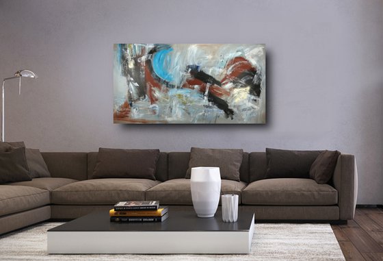 extra large abstract painting on canvas,wall art,original artwork-size-180x90-cm-title-c589