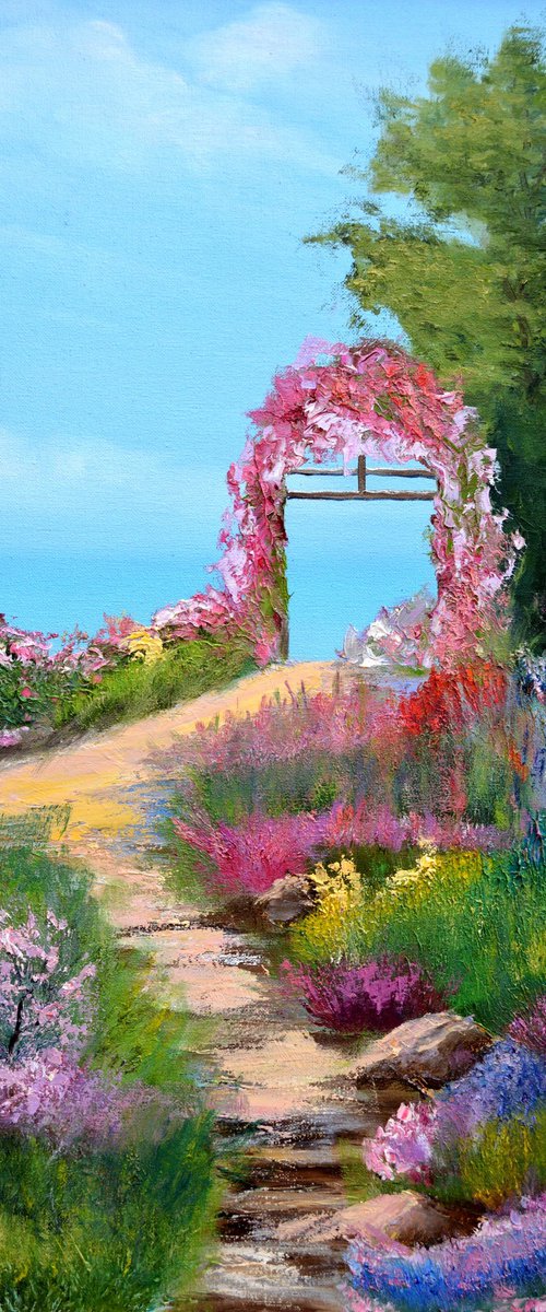 Blooming arch by the sea 70x50 by Elena Lukina