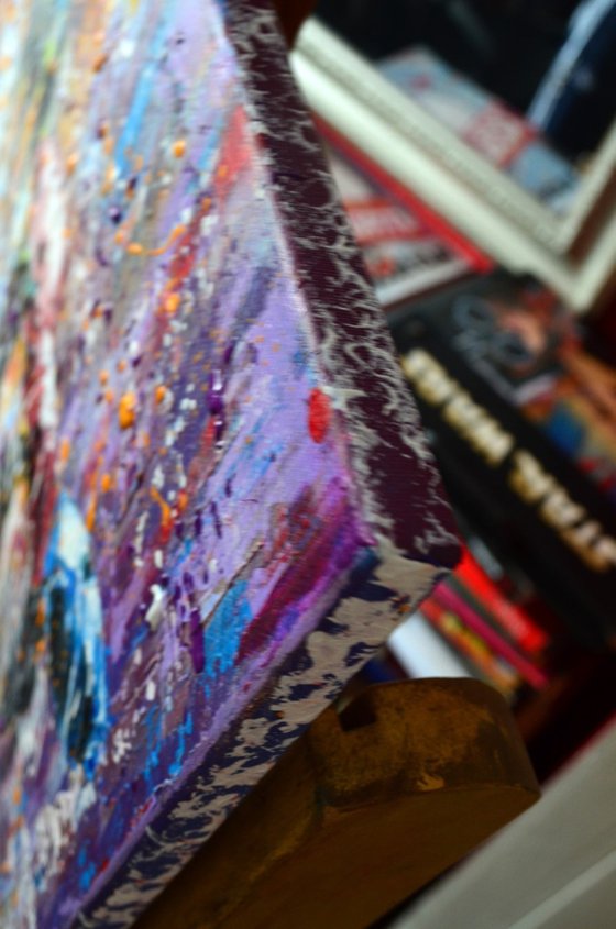 Purple Rain - Palette knife Modern Urban art Impressionistic City