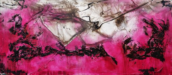 Pink and Grunge 270cm x 120cm Textured Abstract Art