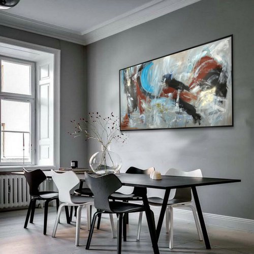 extra large abstract painting on canvas,wall art,original artwork-size-180x90-cm-title-c589 by Sauro Bos