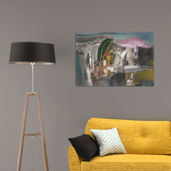 Abstraction (70x100cm, oil painting, palette knife)