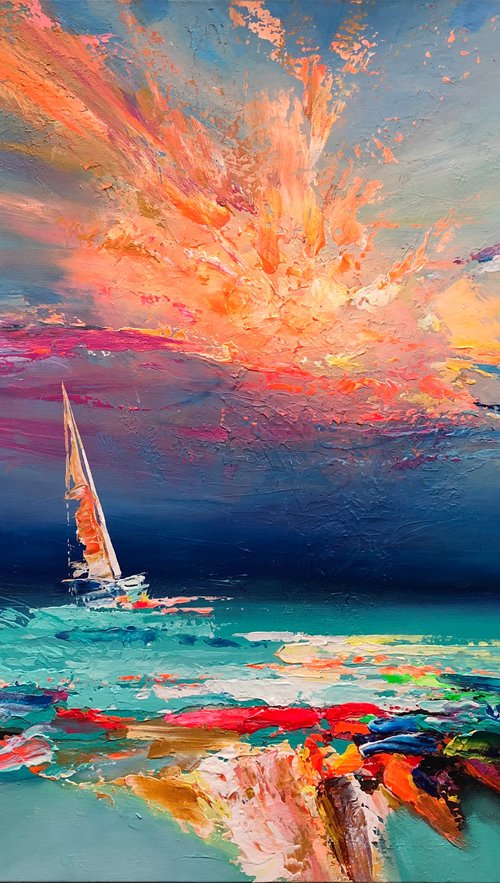 Horizon of Hope/Abstract Sunset Art by Viacheslav Zaykin
