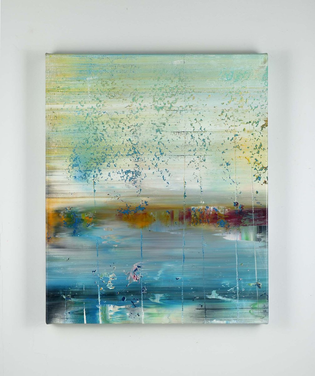 Organic Abstract Oil Painting By Vadim Shamanov, 19 X 23", Poplars Vii, Original Artwork