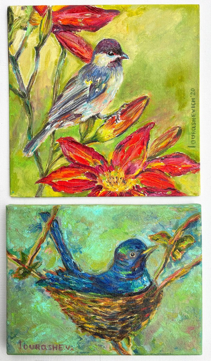 Impressionistic Animal Oil Painting By Katia Ricci, 8 X 8", Songs Of Color, Original Artwork