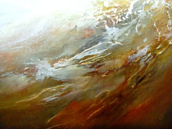 FORCE OF NATURE (LARGE SEASCAPE/LANDSCAPE ABSTRACT OIL PAINTING ON  QUALITY GALLERY WRAPPED CANVAS 32" X 32" X 2")