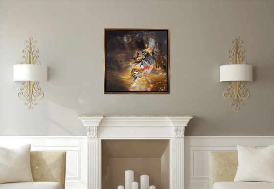 Large framed abstract enigmatic The collector of autumn leaves master O Kloska