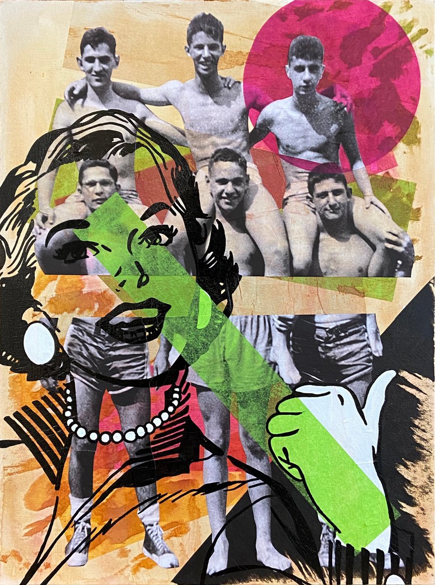 Urban And Pop Portrait Painting By Mike Ferrari, 18 X 24", Boys Will Be Boys, Original Artwork