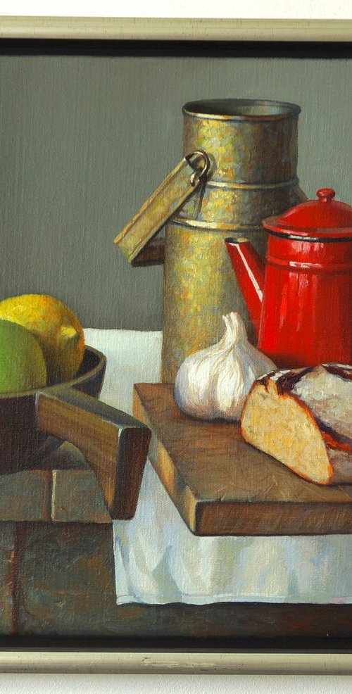 Still life with a red pot by Sergej Sologub