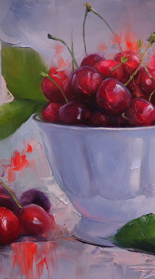 "Still life with cherries" by Gennady Vylusk