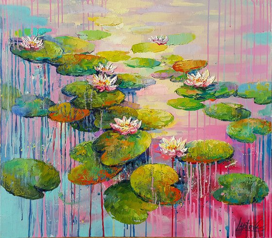 Water Lilies,  Morning at the Pond