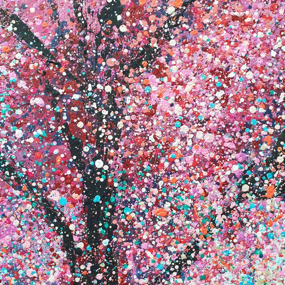 Sakura Original pink abstract tree Tender Light painting Spring blossom Large abstract landscape Cherry Blossom