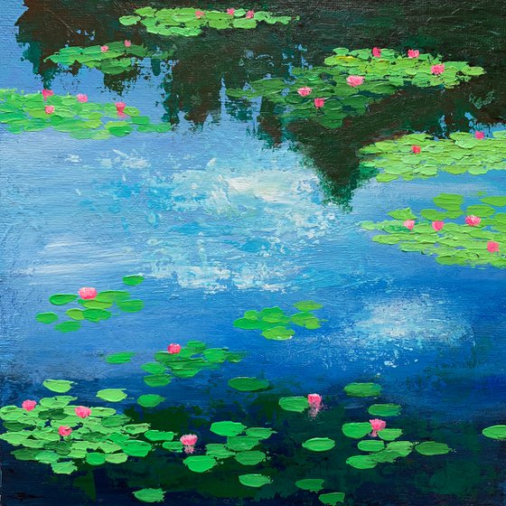 Monet’s water lilies ! Small knife painting!