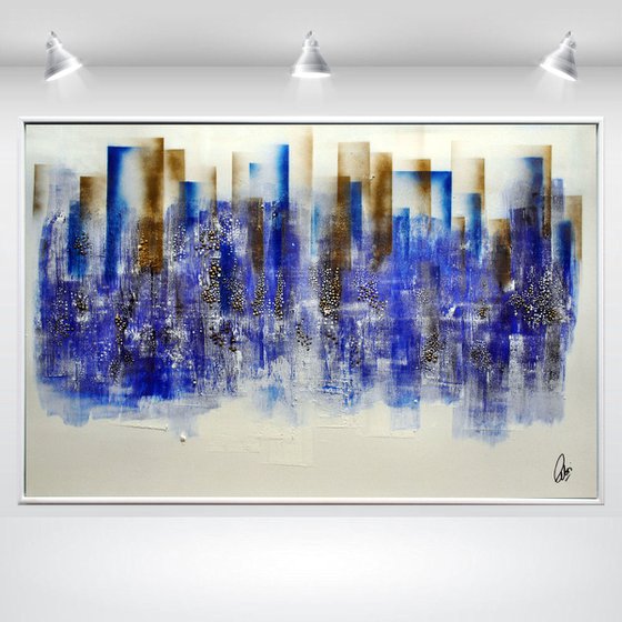 Blue Lights - Abstract Art - Acrylic Painting - Canvas Art - Framed Painting - Abstract Painting - Industrial Art