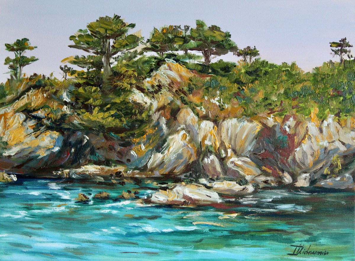 Impressionistic Landscape Oil Painting By Liza Illichmann, 16 X 12", Coastal Harmony, Original Artwork