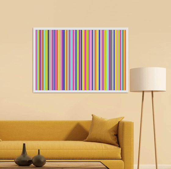 Abstraction art multi-colored yellow pink gray blue stripes