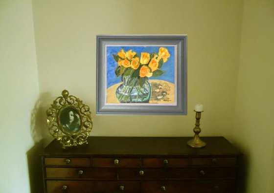 Yellow Roses an original oil painting