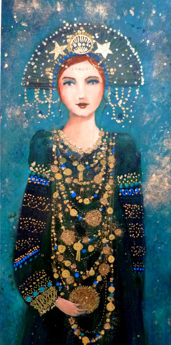 Night opera 20 x60 cm. Art déco inspired woman.