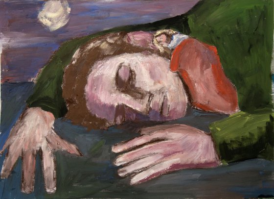 Sleeping Man 9x12 Oil On canvas