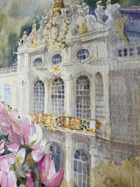 Pink Roses Blooming in a Fairytale Palace