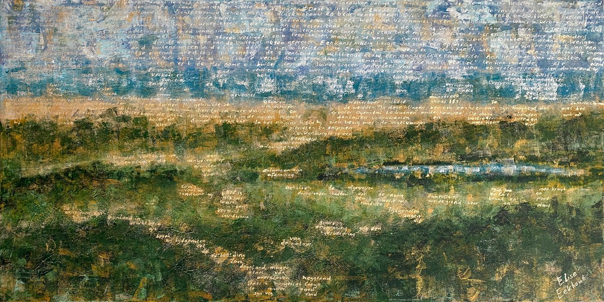 Impressionistic Landscape Acrylic Painting By Elise Eekhout, 55 X 28, Missing Land 03, Original Artwork