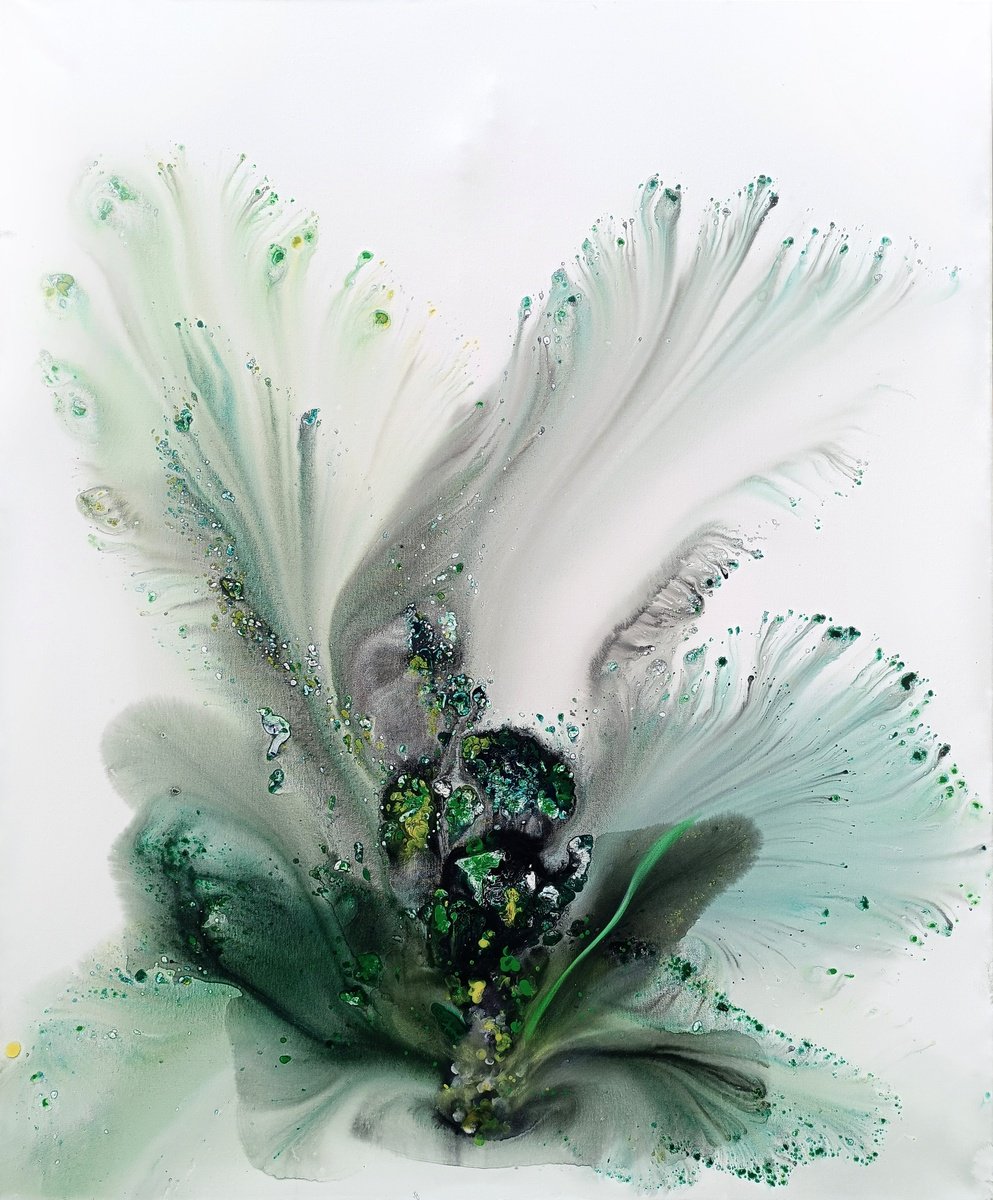 Abstract Acrylic Painting By Muriel Napoli, 39 X 47", Nature 458, Original Artwork