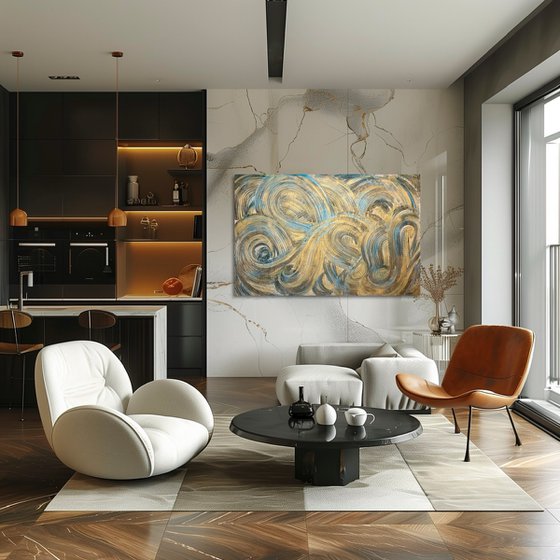 Golden waves 80x120x2 cm