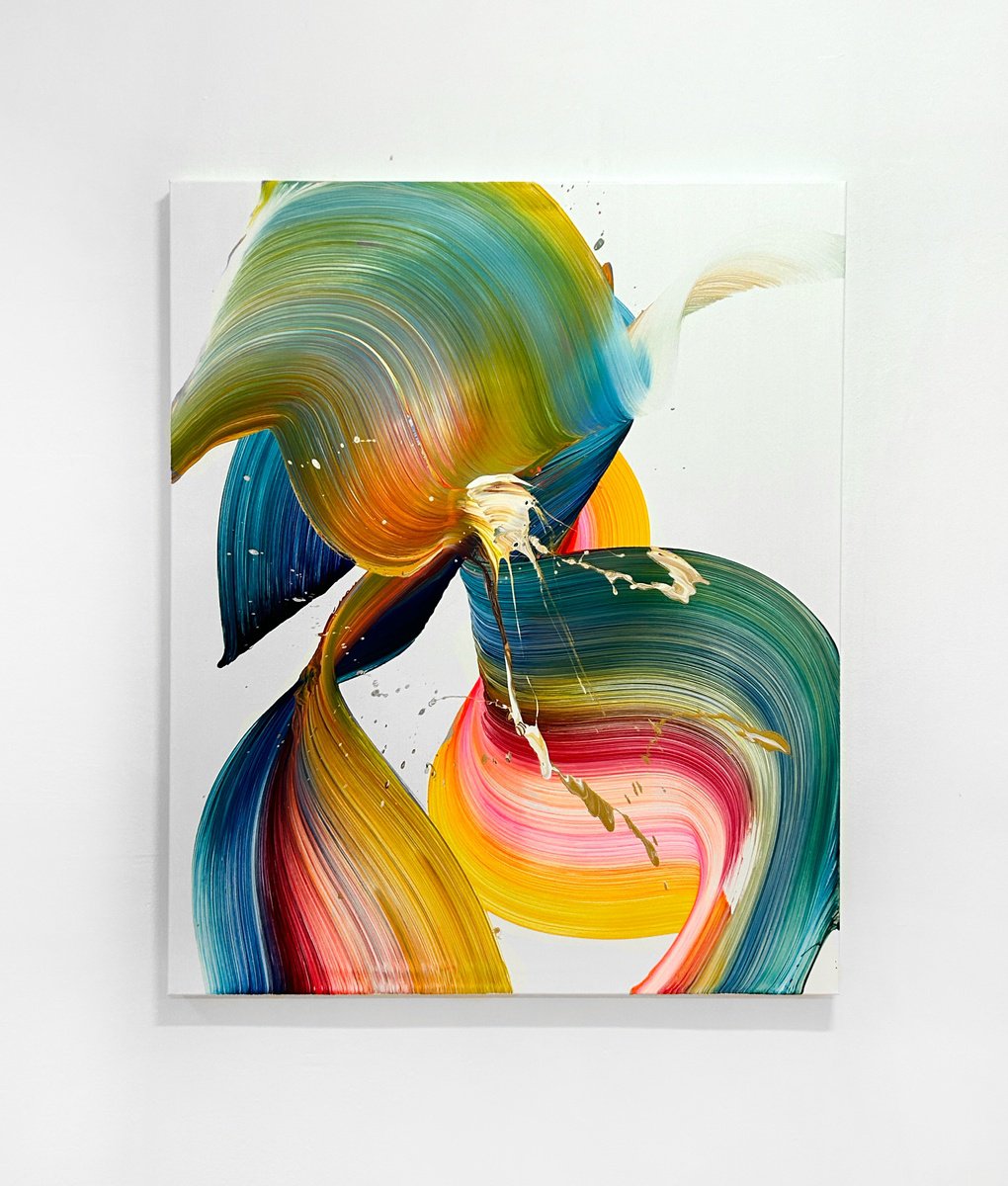 Organic Abstract Acrylic Painting By Nikolaos Schizas, 39 X 47", Final Question, Original Artwork