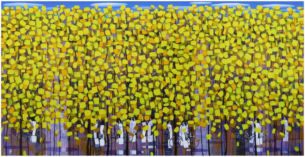 Impressionistic Landscape Acrylic Painting By Xuan Khanh Nguyen, 59 X 30", Unreal#19, Original Artwork