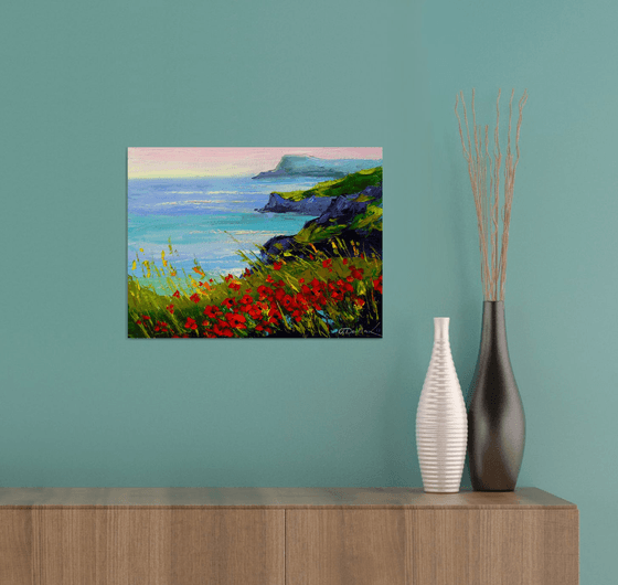 Sea,rocks,flowers