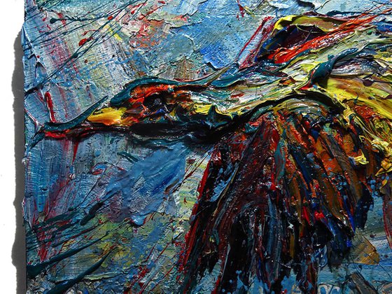 Original Oil Painting Abstract Expressionism Impressionism Birds