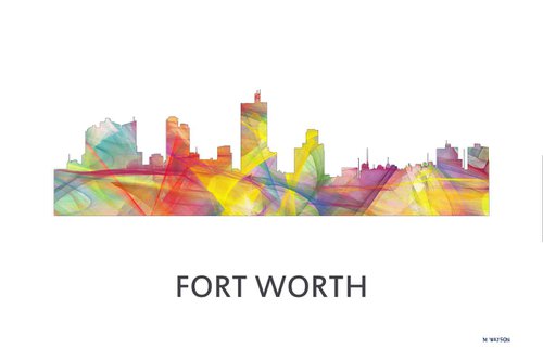 Fort Worth Texas Skyline WB1 by Marlene Watson