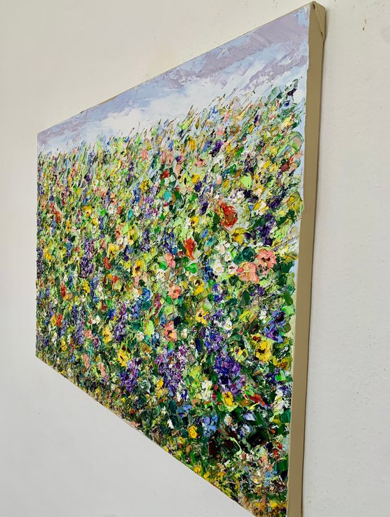 Summer flowers field