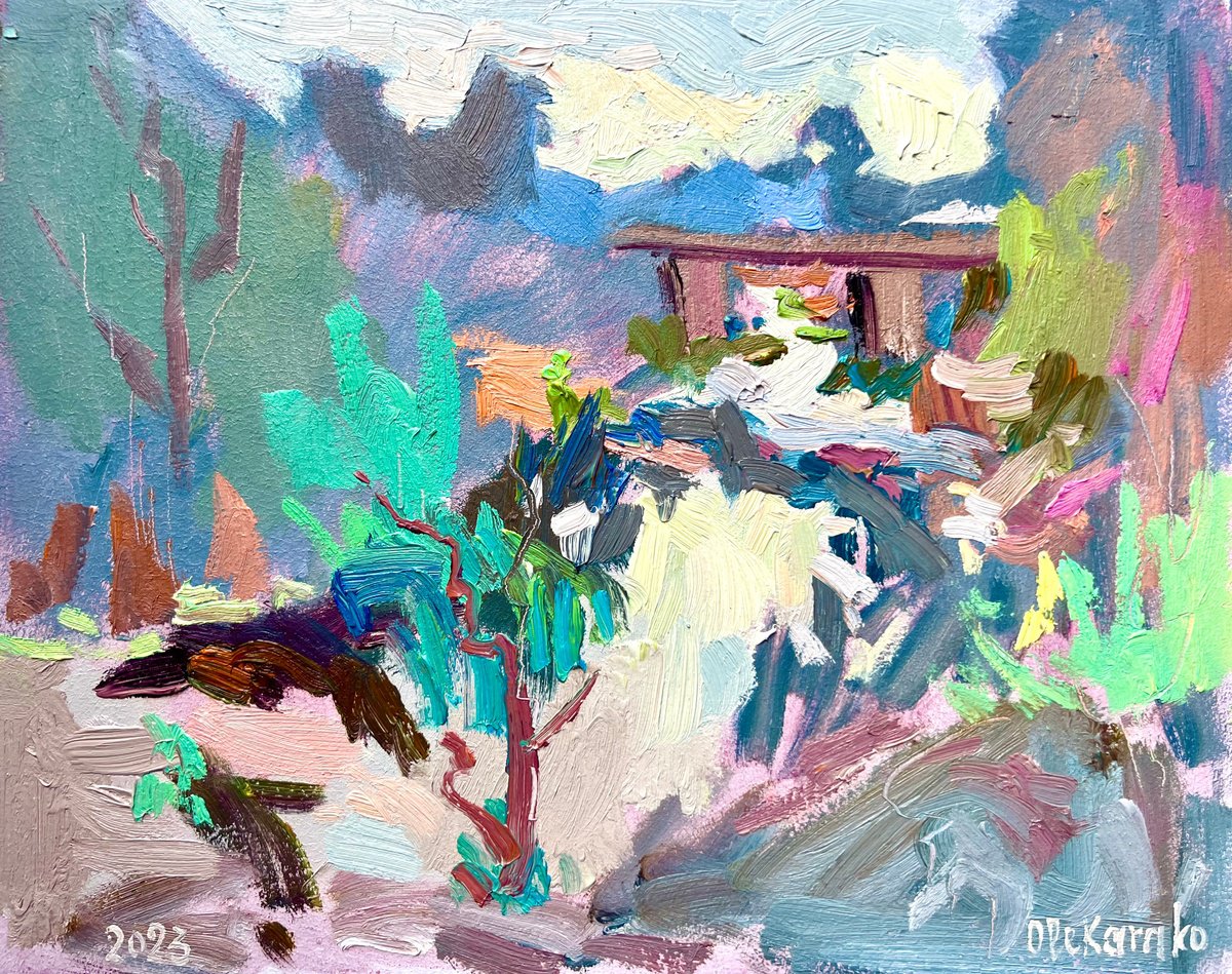 Impressionistic Landscape Oil Painting By Ole Karako, 12 X 9", Buky Canyon 1, Original Artwork