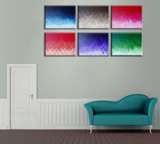 Colour Blocks triptych 60 x 32 " rainbow colours