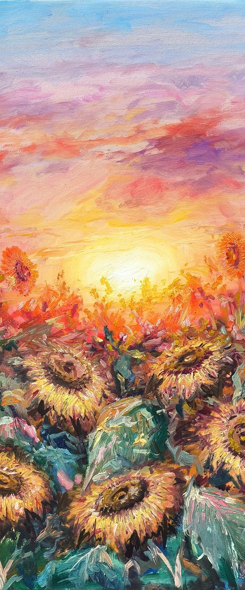Sunflowers at Sunset by Mexak Xazaryan
