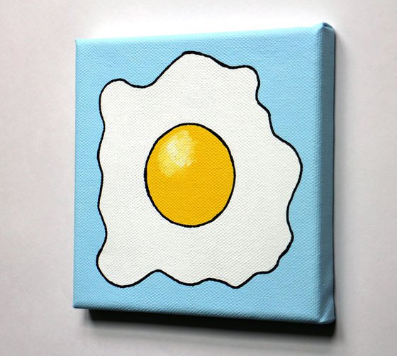 Fried Egg Pop Art Painting On Miniature Canvas