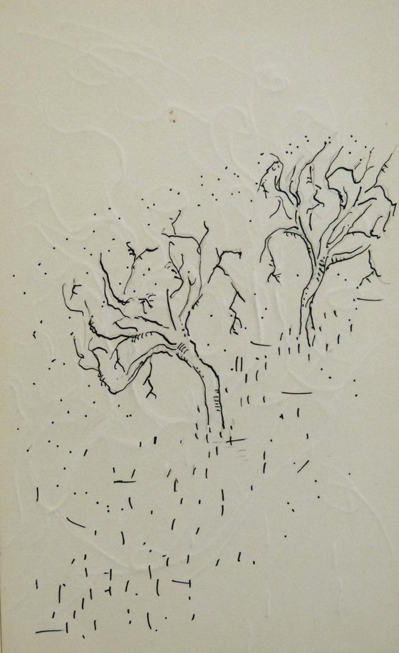 Sketches of Trees, 3 ACEO drawings 7,5x12 cm